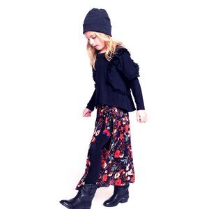 Boutique sz 6x Hannah Banana Girls 2pc Black Sweater & Pleated Maxi Skirt Outfit